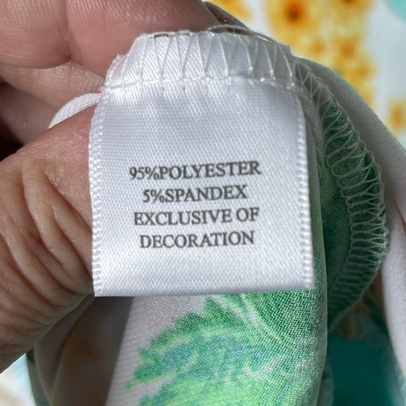 Island Republic 3/4 Sleeve Floral Shirt Size M w/Beaded Accents at V Neck - Picture 4 of 4